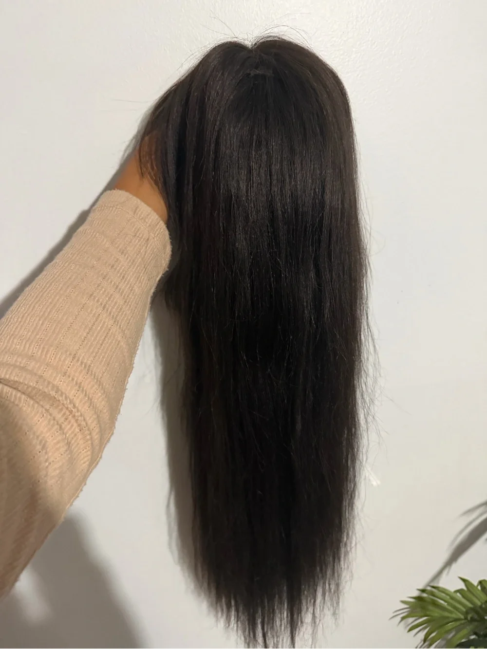 Sleek Dark Brown Long Straight Wig with Full Fringe